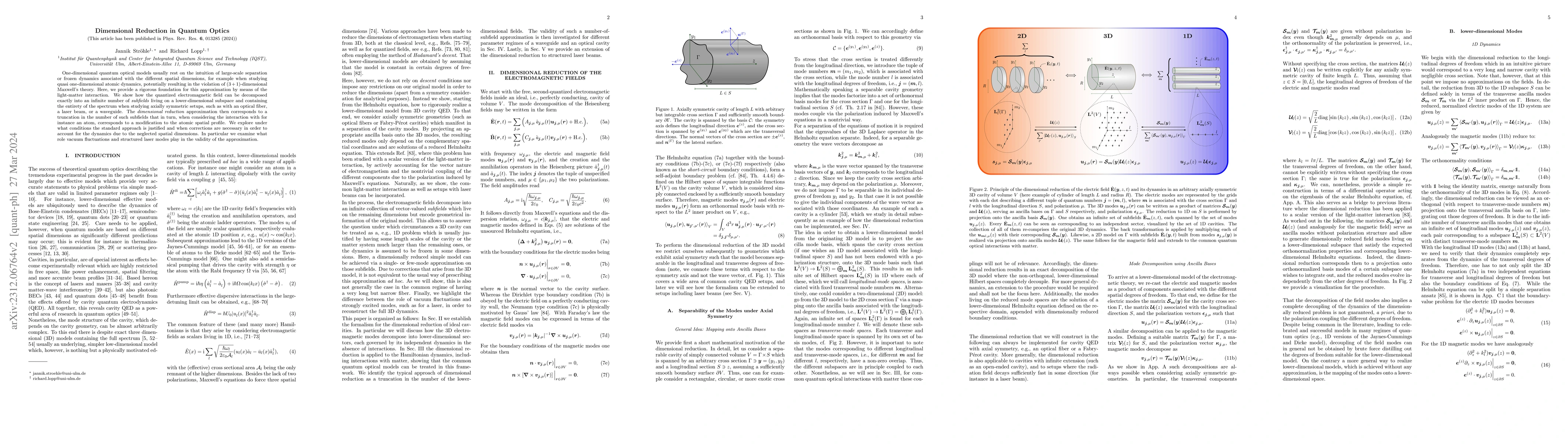 Thumbnail for Dimensional Reduction in Quantum Optics
