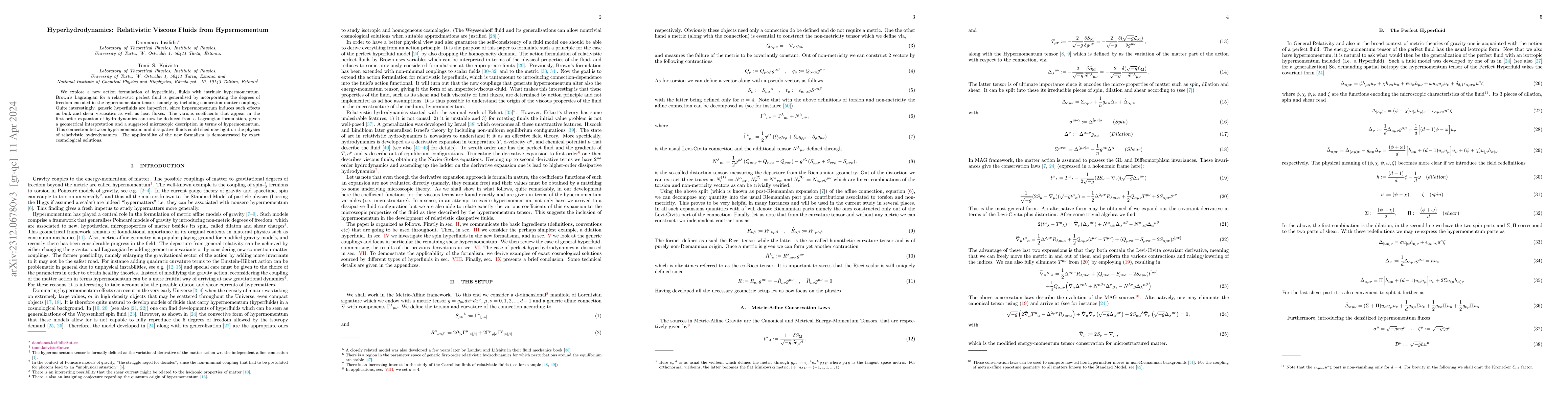 Thumbnail for Hyperhydrodynamics: Relativistic Viscous Fluids Emerging from
  Hypermomentum
