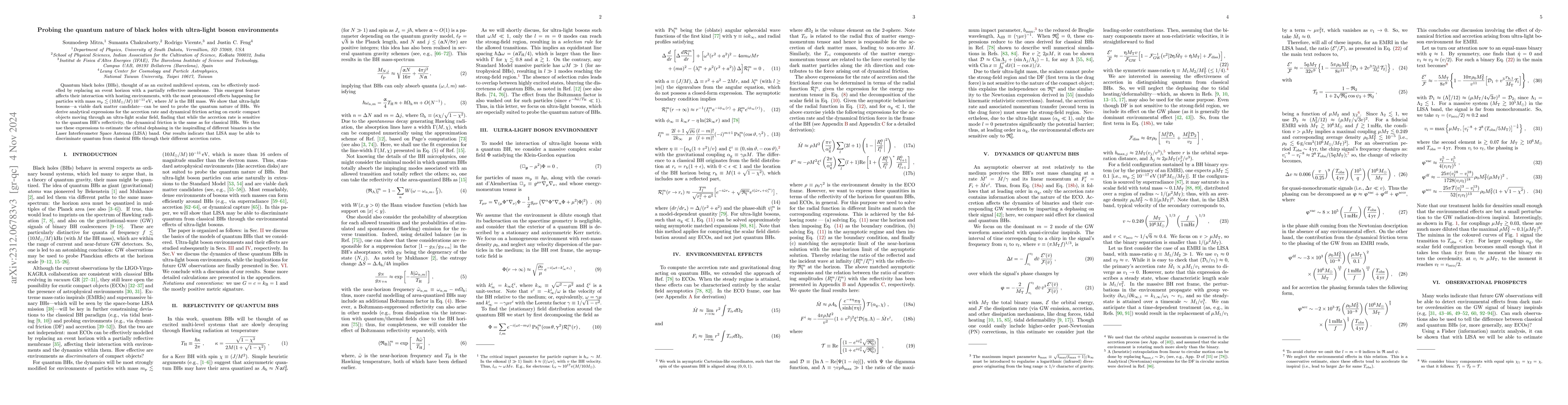 Thumbnail for Probing the quantum nature of black holes with ultra-light boson
  environments