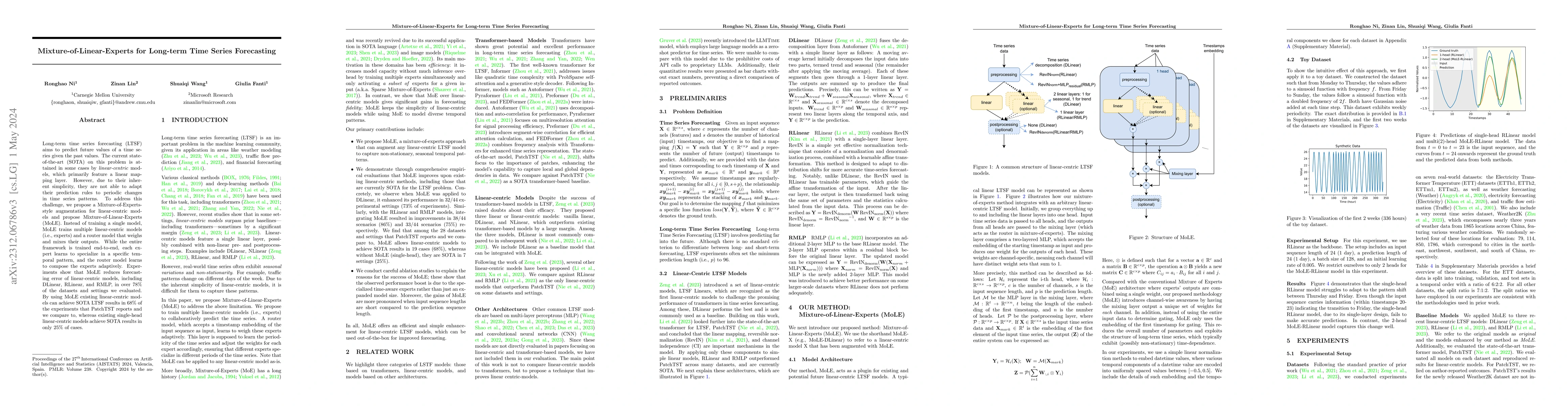 Thumbnail for Mixture-of-Linear-Experts for Long-term Time Series Forecasting
