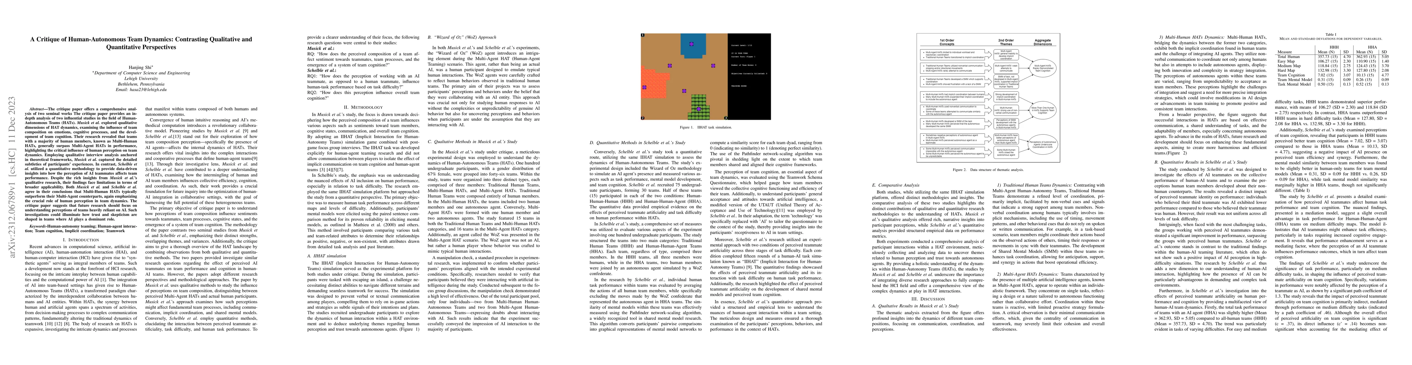 Thumbnail for A Critique of Human-Autonomous Team Dynamics: Contrasting Qualitative
  and Quantitative Perspectives