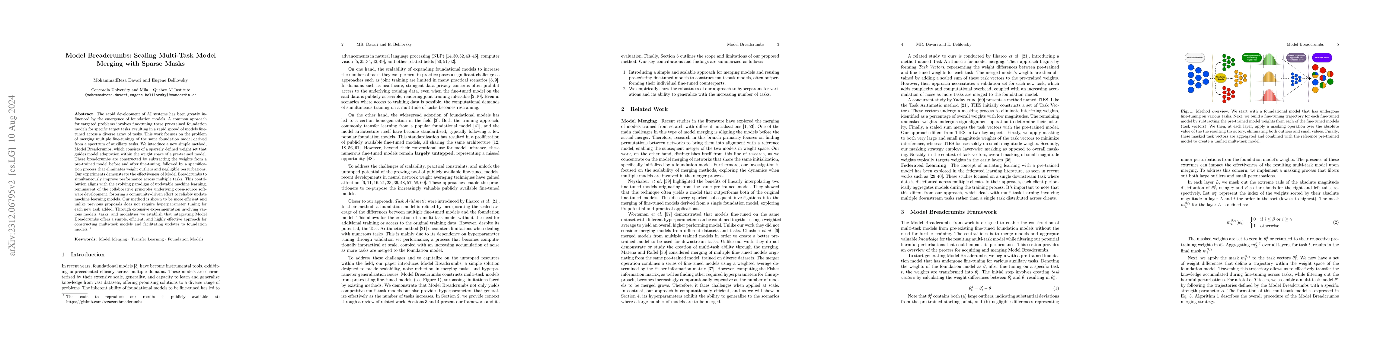 Thumbnail for Model Breadcrumbs: Scaling Multi-Task Model Merging with Sparse Masks