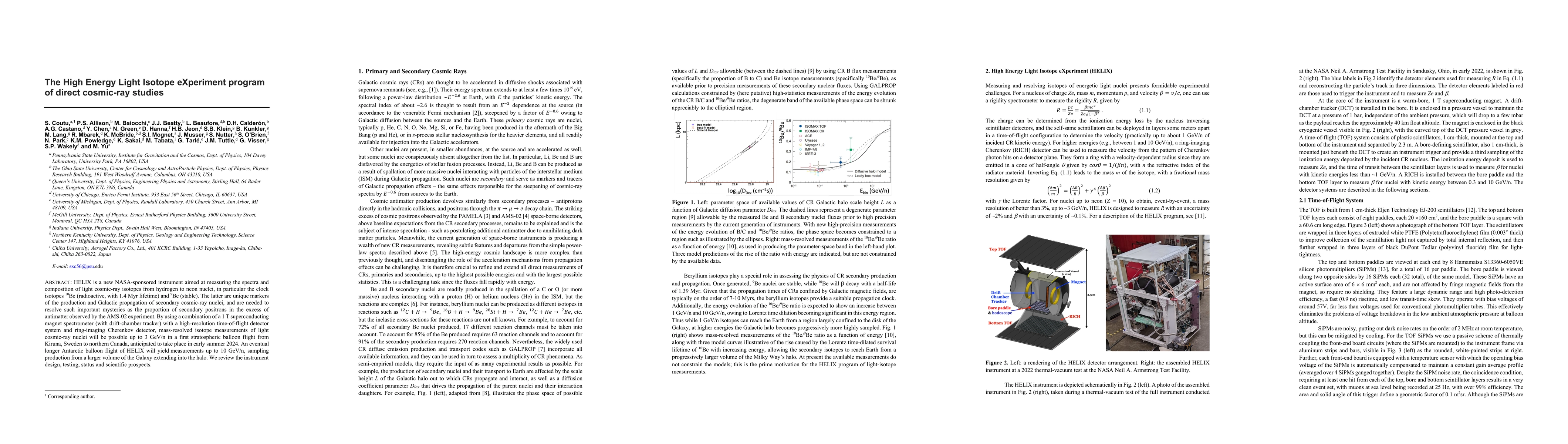 Thumbnail for The High Energy Light Isotope eXperiment program of direct cosmic-ray
  studies