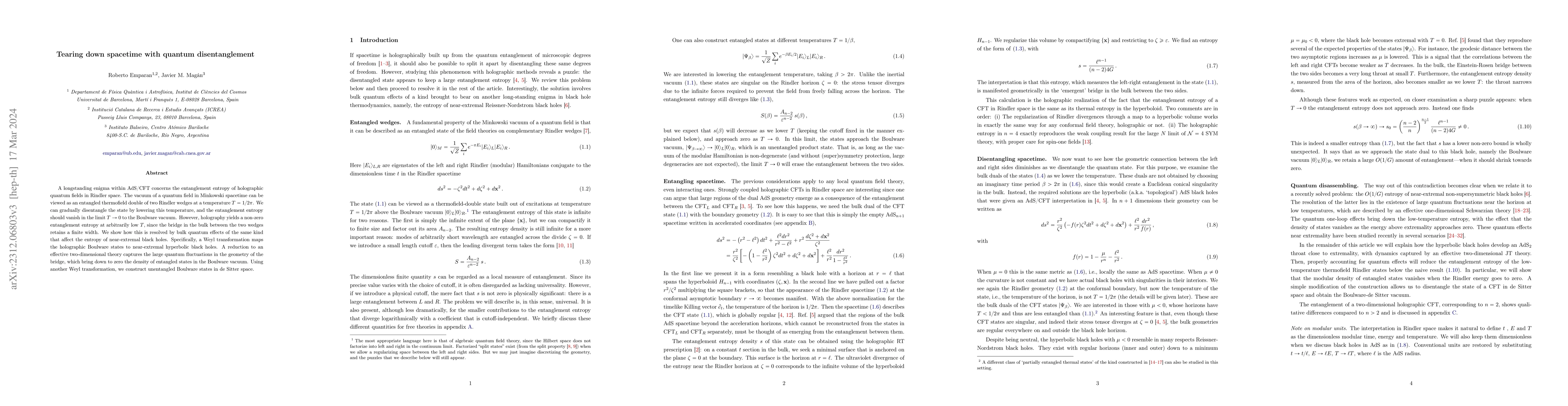 Thumbnail for Tearing down spacetime with quantum disentanglement