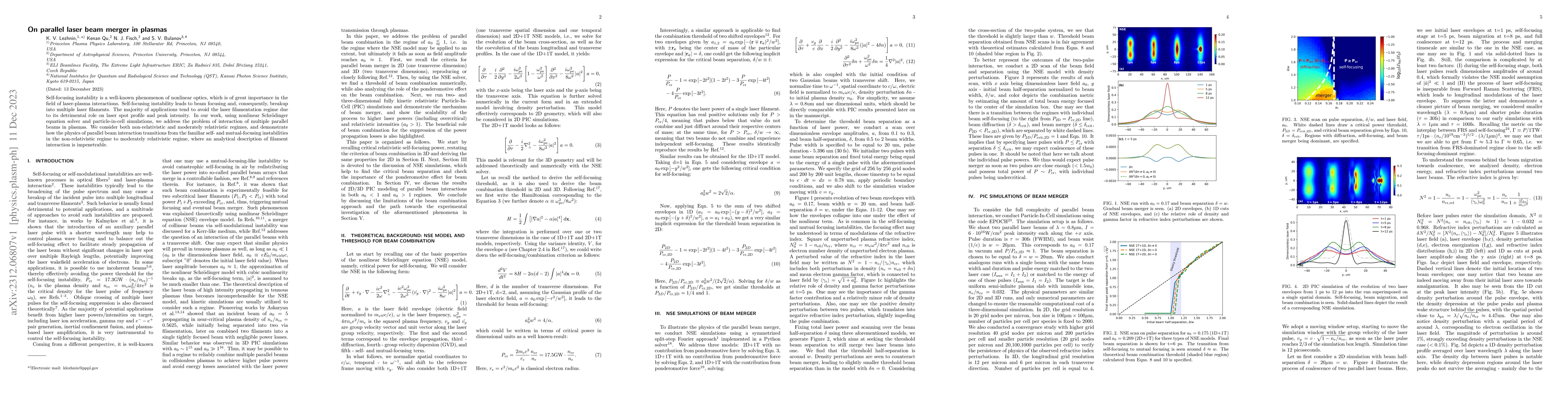 Thumbnail for On parallel laser beam merger in plasmas