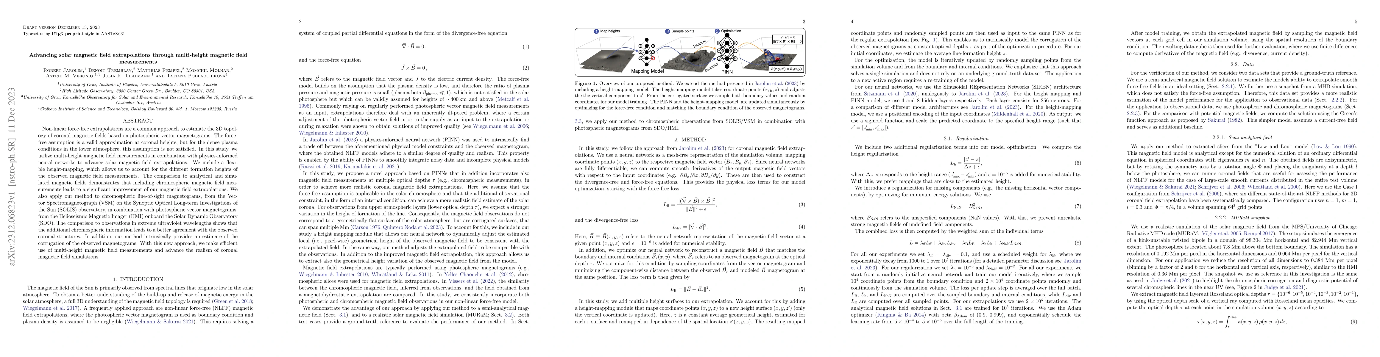 Thumbnail for Advancing solar magnetic field extrapolations through multi-height
  magnetic field measurements