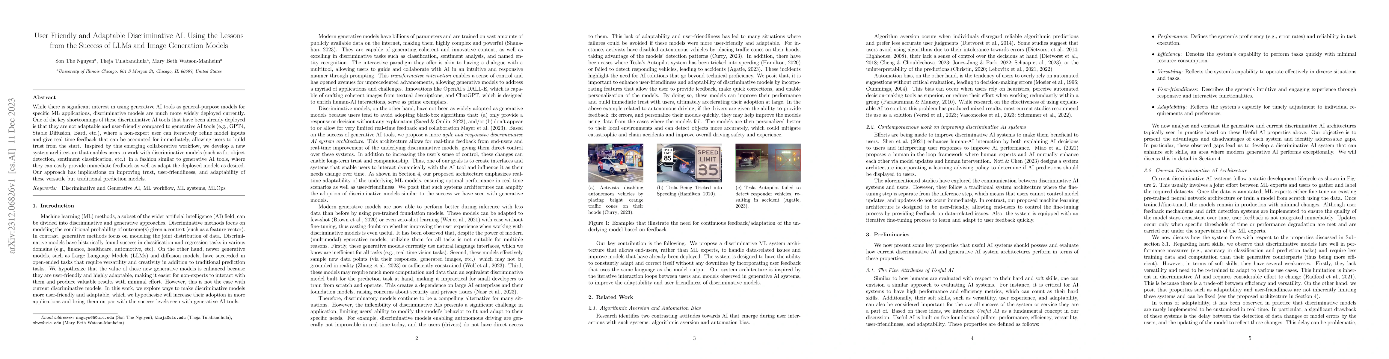 Thumbnail for User Friendly and Adaptable Discriminative AI: Using the Lessons from
  the Success of LLMs and Image Generation Models