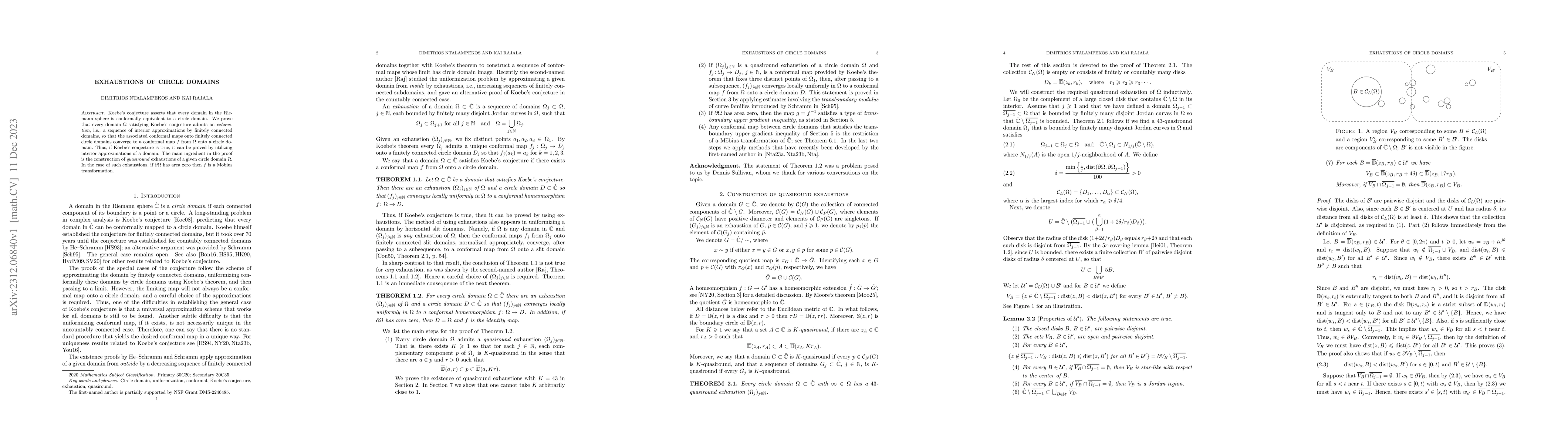 Thumbnail for Exhaustions of circle domains