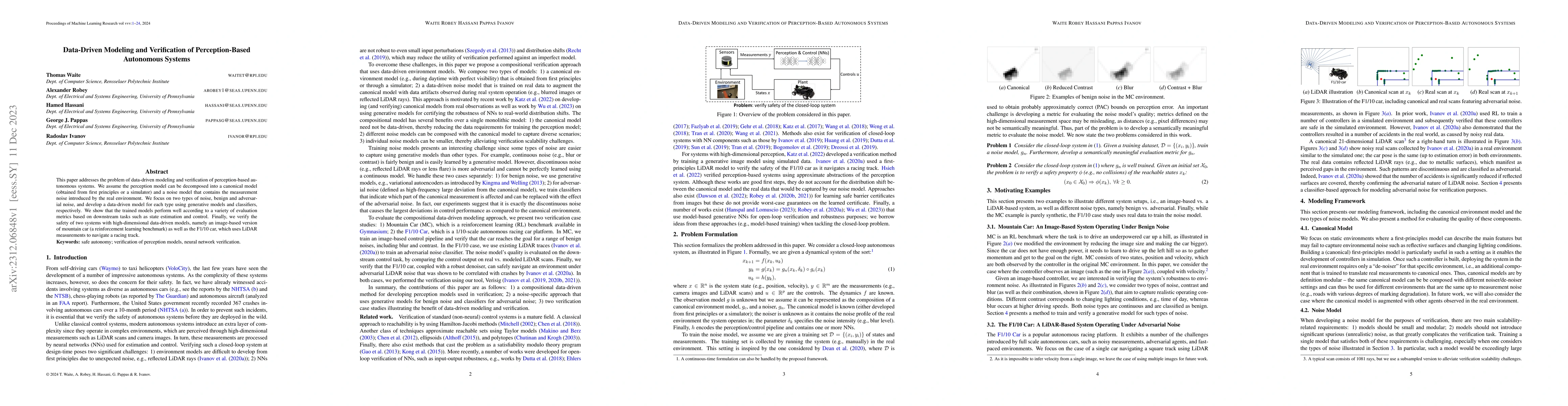Thumbnail for Data-Driven Modeling and Verification of Perception-Based Autonomous
  Systems