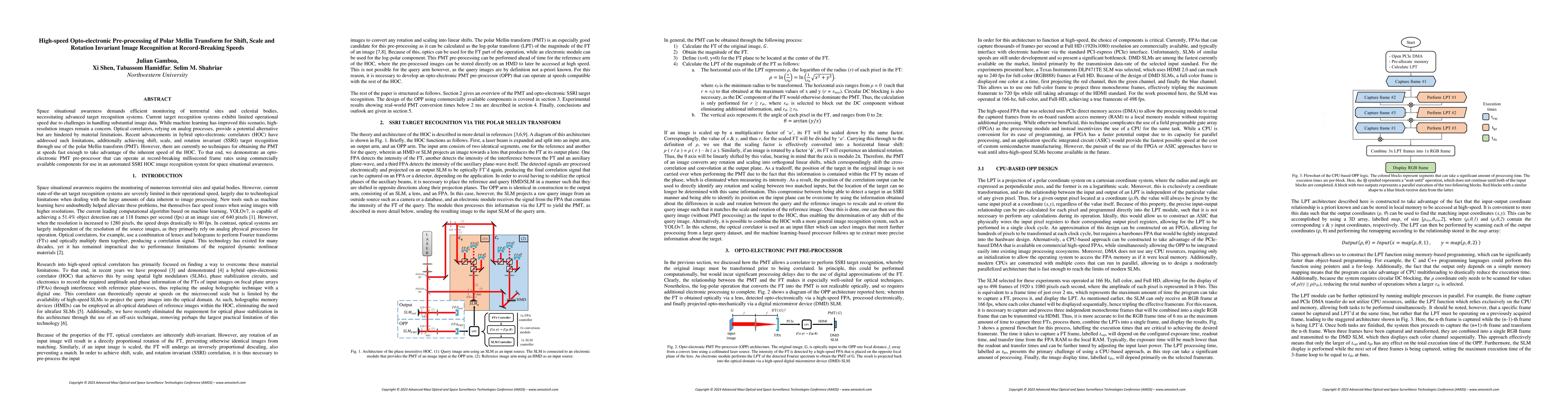 Thumbnail for High-speed Opto-electronic Pre-processing of Polar Mellin Transform for
  Shift, Scale and Rotation Invariant Image Recognition at Record-Breaking
  Speeds