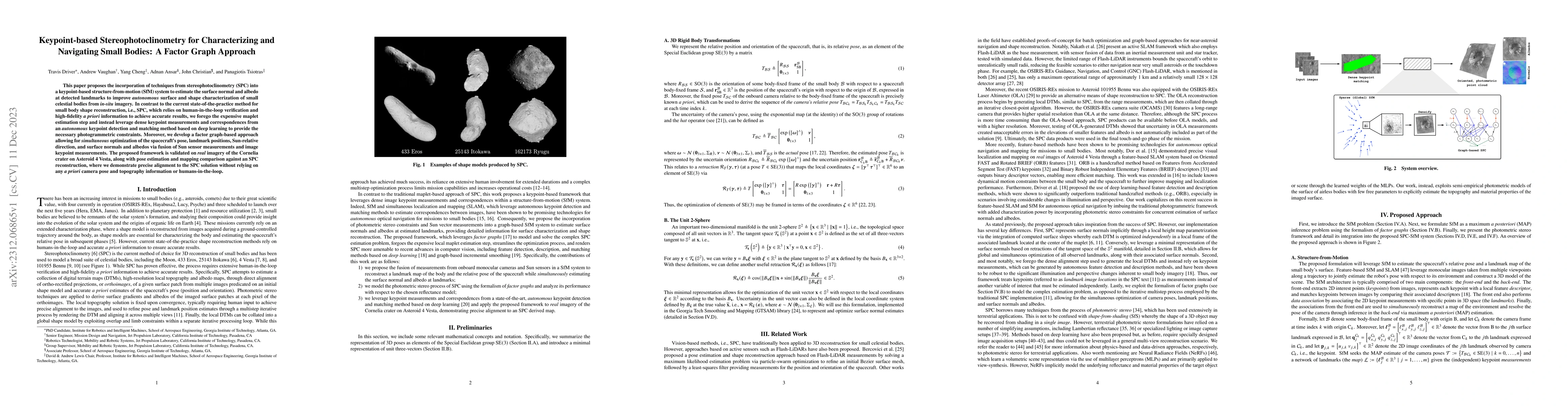 Thumbnail for Keypoint-based Stereophotoclinometry for Characterizing and Navigating
  Small Bodies: A Factor Graph Approach