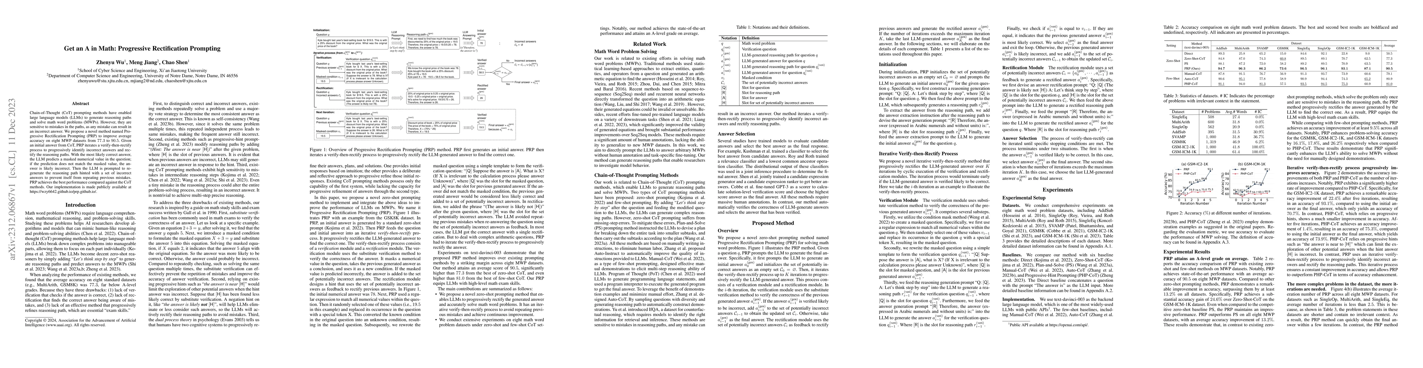 Thumbnail for Get an A in Math: Progressive Rectification Prompting