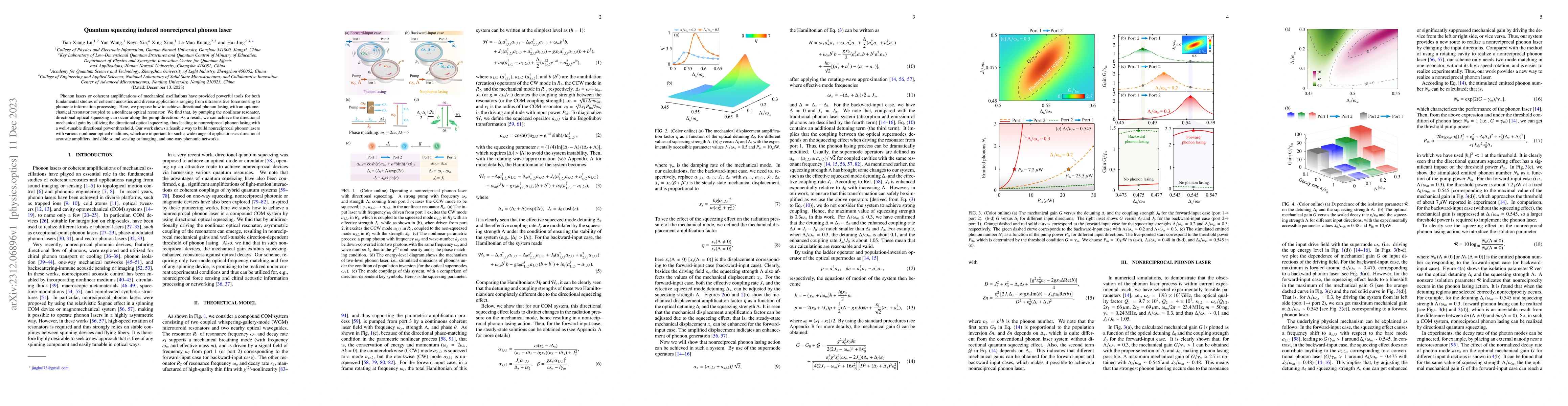 Thumbnail for Quantum squeezing induced nonreciprocal phonon laser