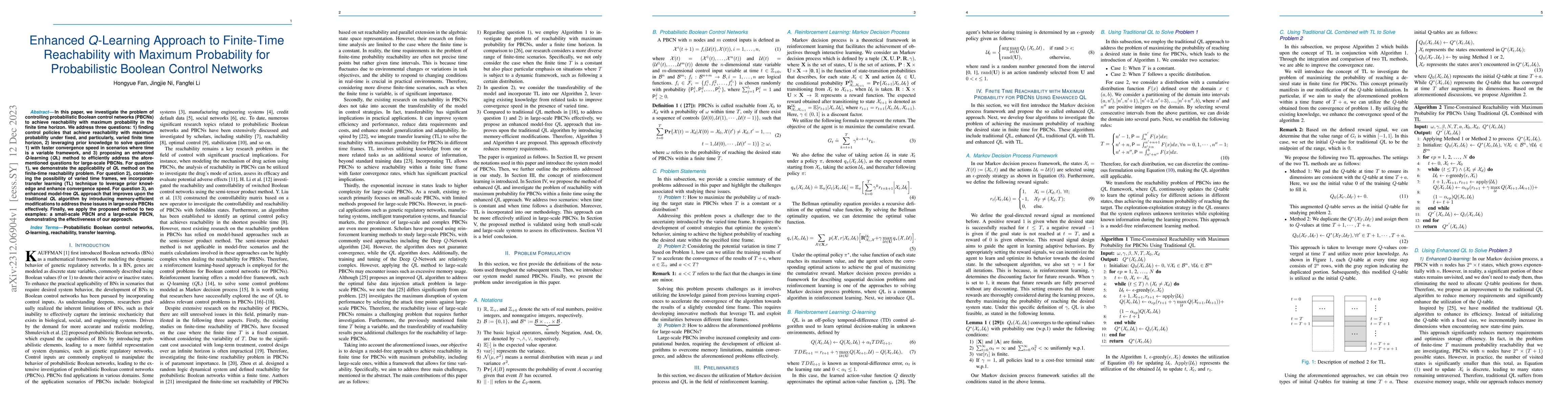 Thumbnail for Enhanced Q-Learning Approach to Finite-Time Reachability with Maximum
  Probability for Probabilistic Boolean Control Networks
