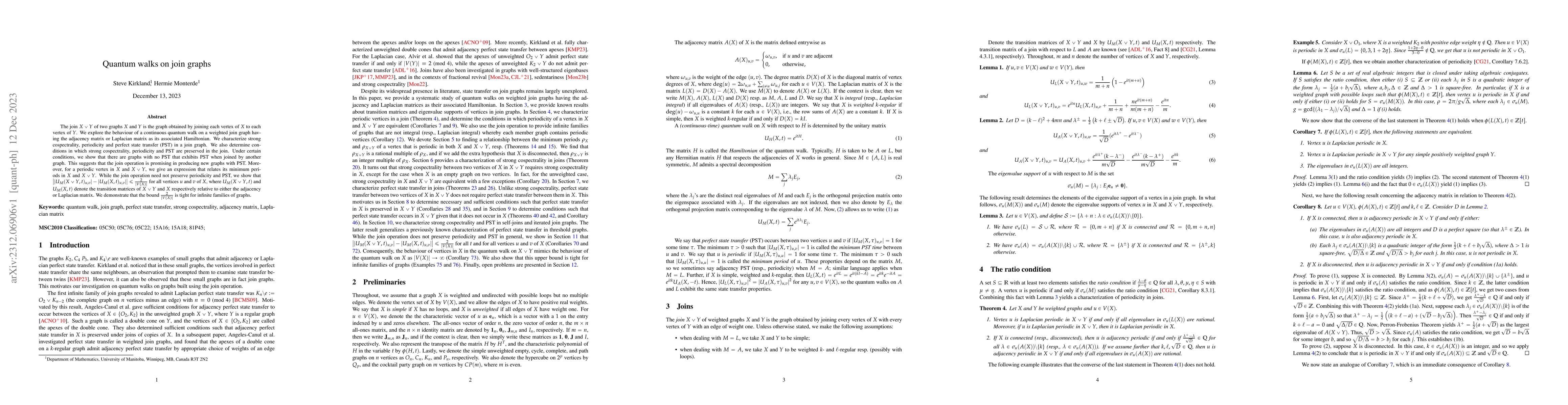 Thumbnail for Quantum walks on join graphs