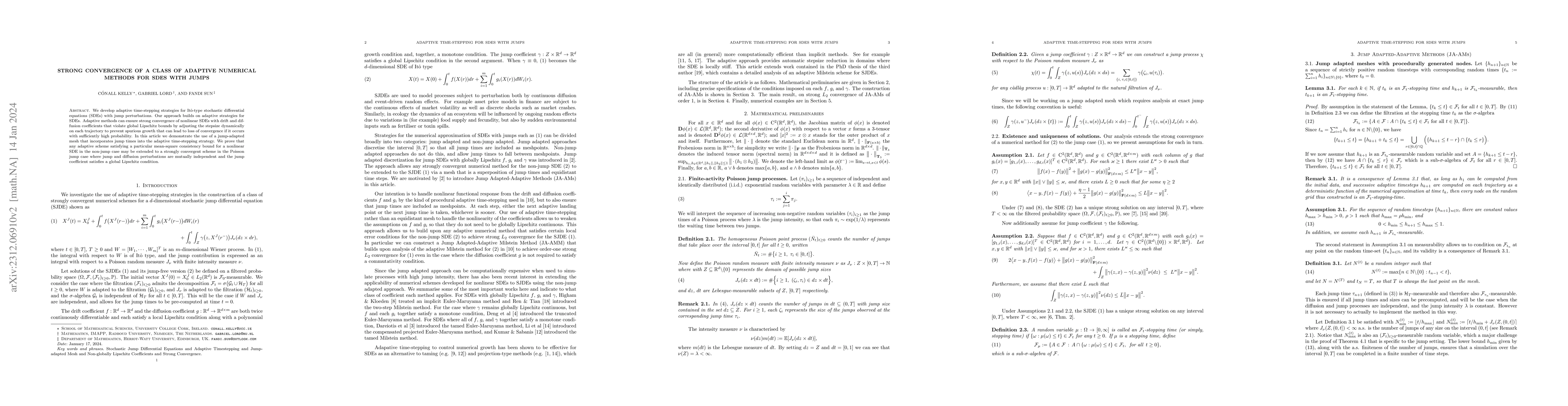 Thumbnail for Strong convergence of a class of adaptive numerical methods for SDEs
  with jumps