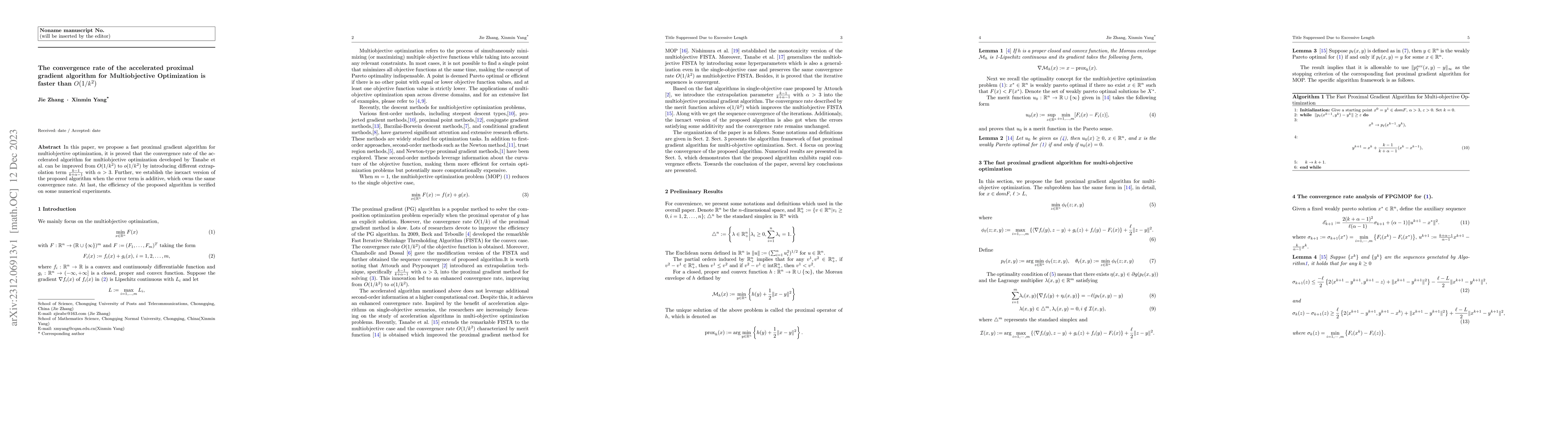 Thumbnail for The convergence rate of the accelerated proximal gradient algorithm for
  Multiobjective Optimization is faster than $O(1/k^2)$