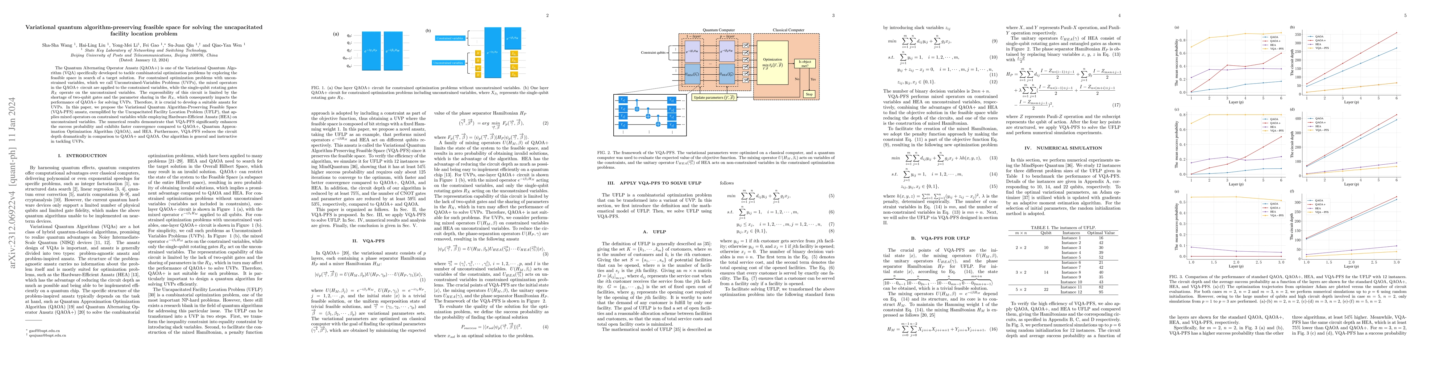 Thumbnail for Variational quantum algorithm-preserving feasible space for solving the
  uncapacitated facility location problem