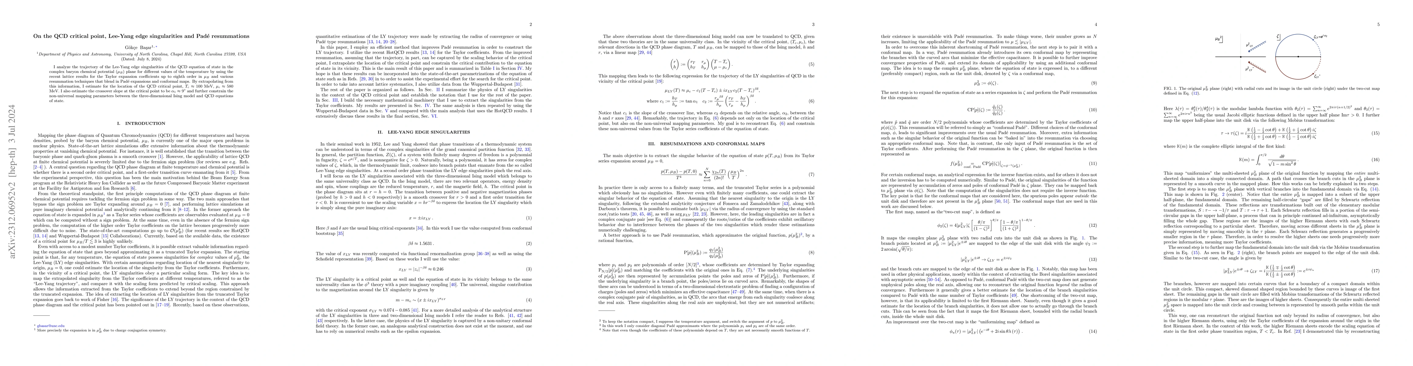 Thumbnail for On the QCD critical point, Lee-Yang edge singularities and Pade
  resummations