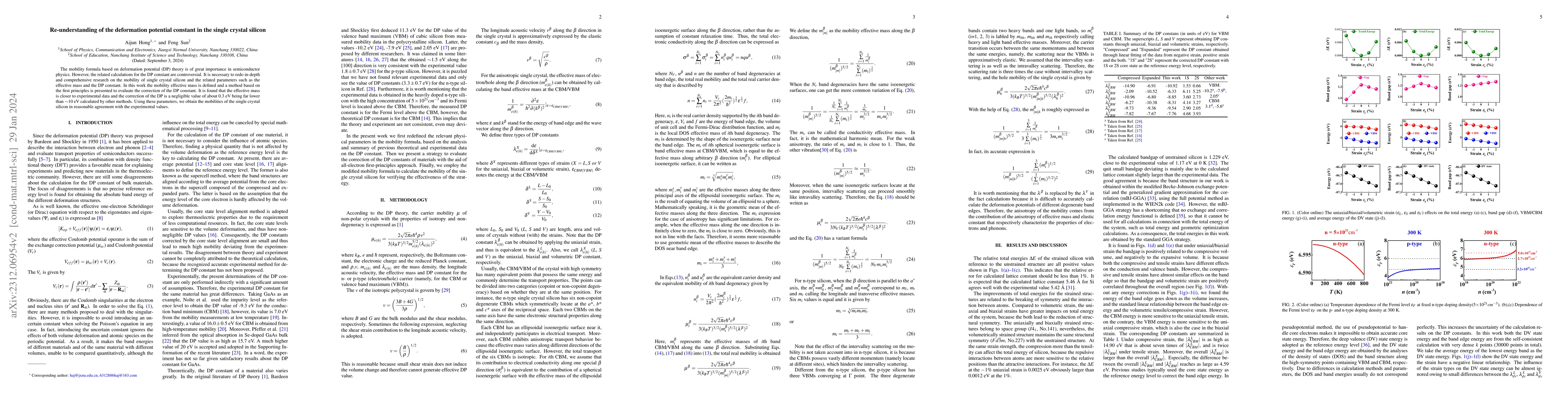 Thumbnail for Re-understanding of the deformation potential constant in the single
  crystal silicon