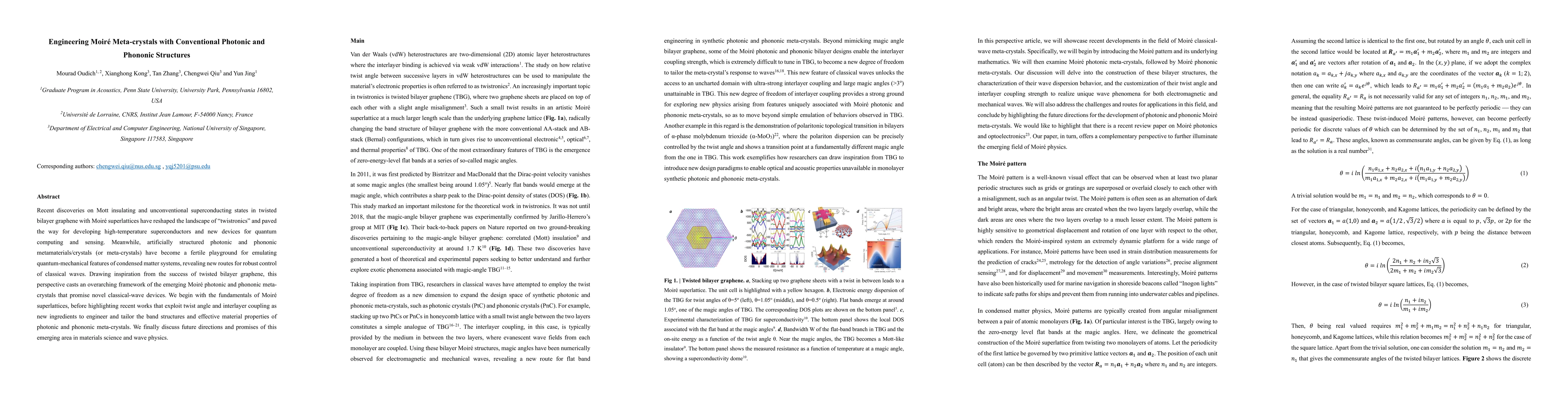 Thumbnail for Engineering Moir\'e Meta-crystals with Conventional Photonic and
  Phononic Structures
