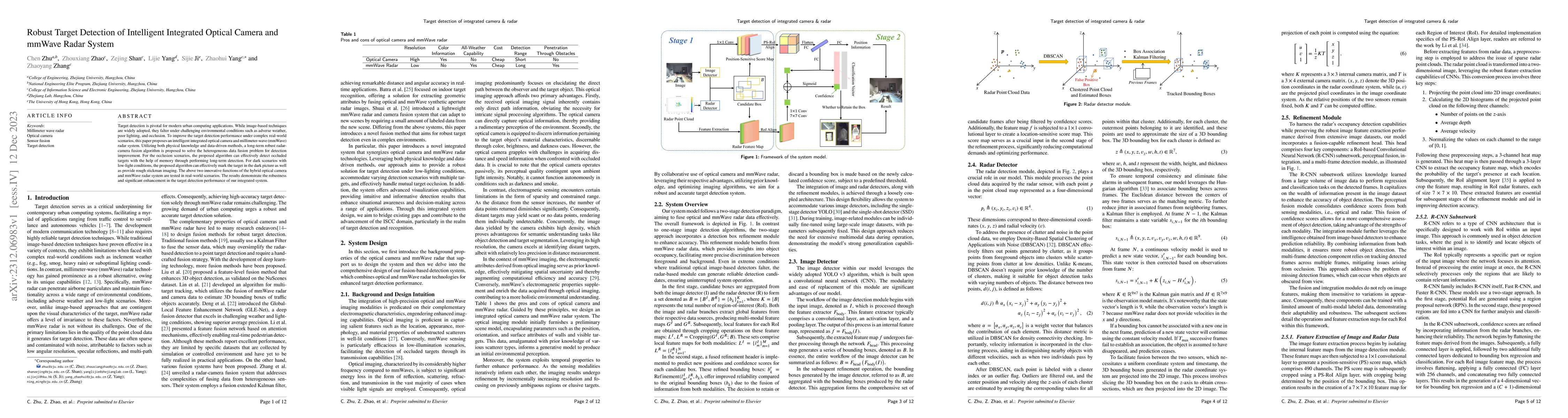 Thumbnail for Robust Target Detection of Intelligent Integrated Optical Camera and
  mmWave Radar System