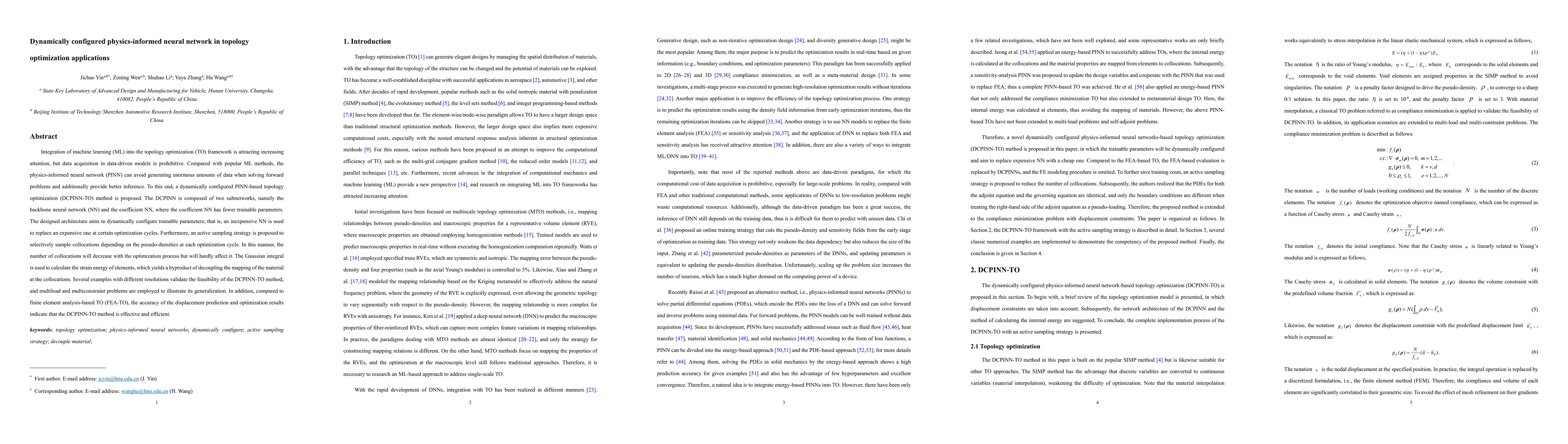 Thumbnail for Dynamically configured physics-informed neural network in topology
  optimization applications