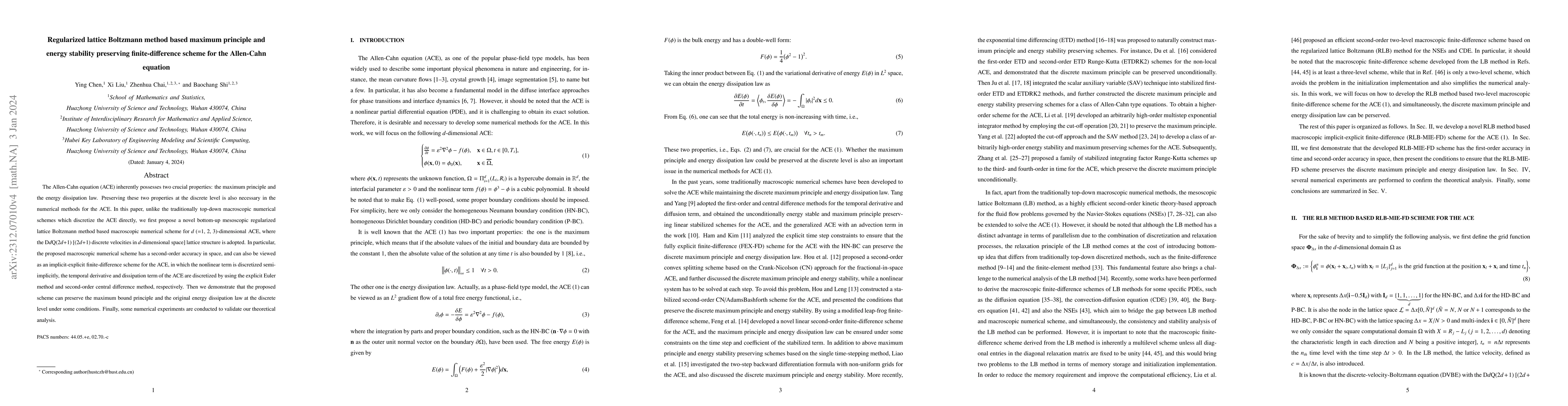 Thumbnail for Regularized lattice Boltzmann method based maximum principle and energy
  stability preserving finite-difference scheme for the Allen-Cahn equation