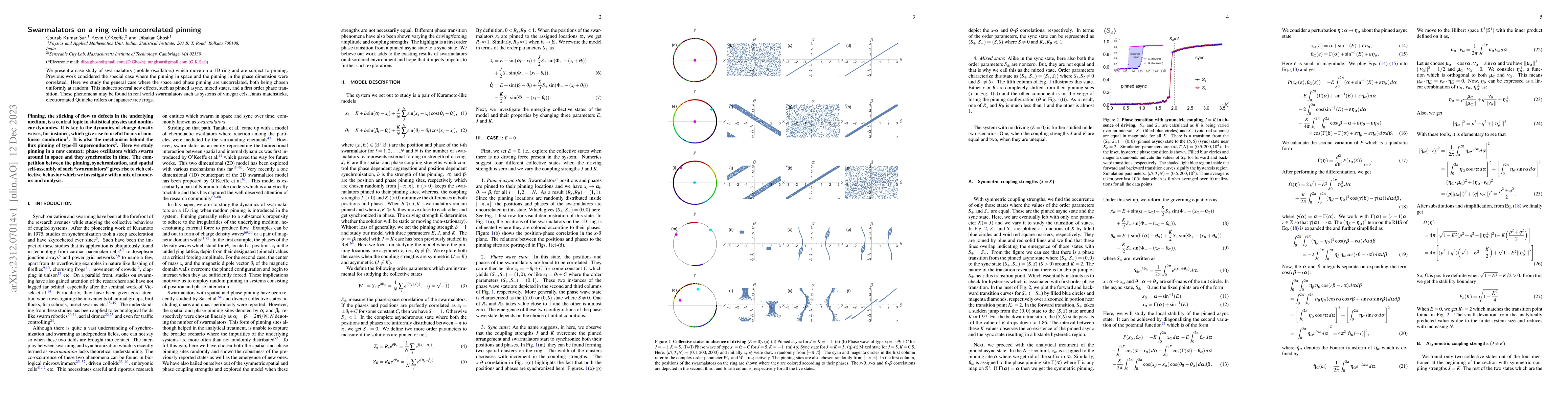 Thumbnail for Swarmalators on a ring with uncorrelated pinning