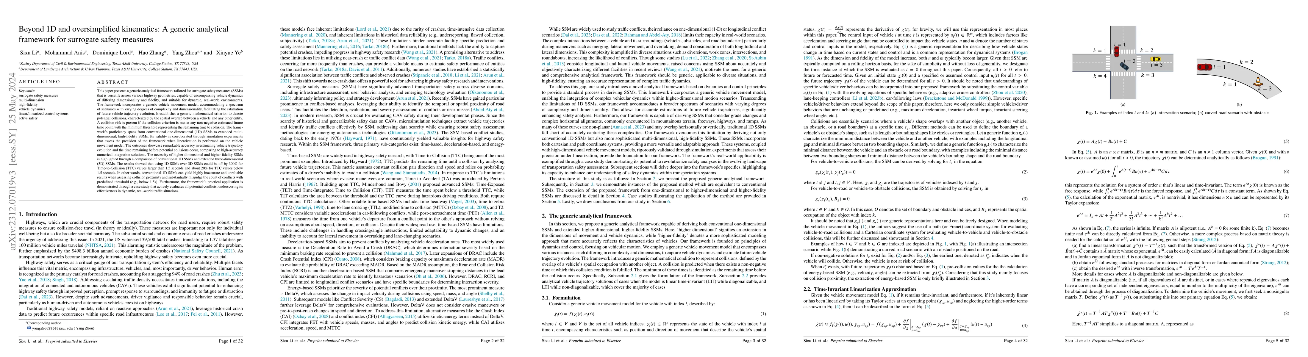 Thumbnail for Beyond 1D and oversimplified kinematics: A generic analytical framework
  for surrogate safety measures