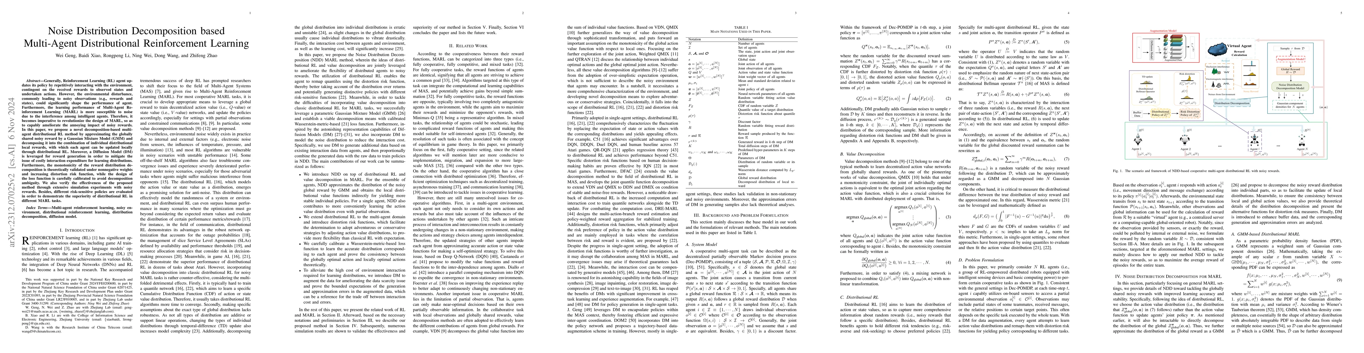 Thumbnail for Noise Distribution Decomposition based Multi-Agent Distributional
  Reinforcement Learning