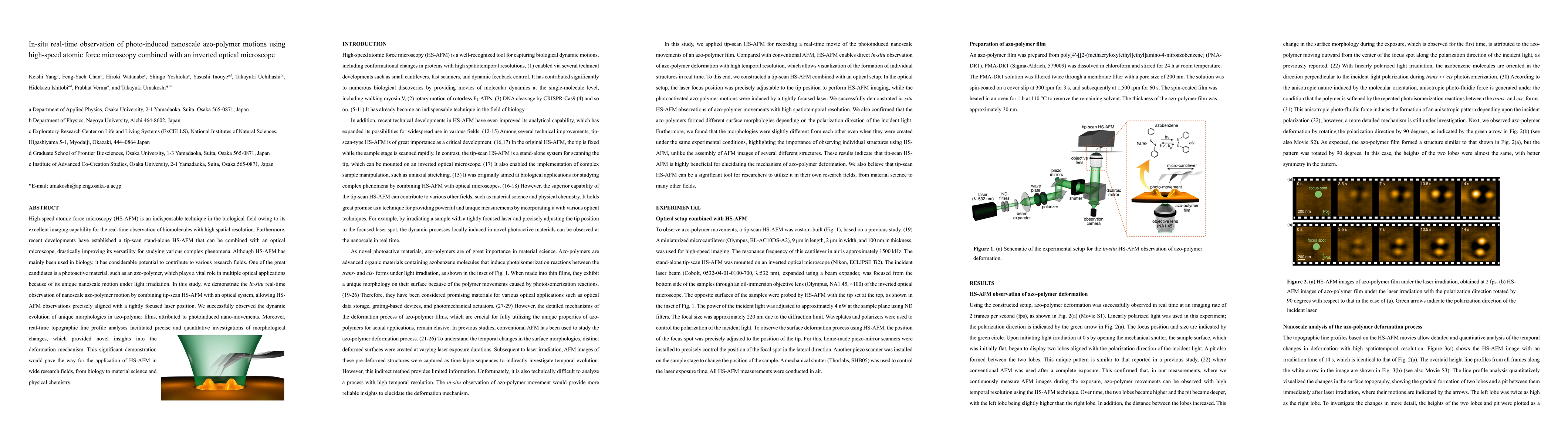 Thumbnail for In-situ real-time observation of photo-induced nanoscale azo-polymer
  motions using high-speed atomic force microscopy combined with an inverted
  optical microscope