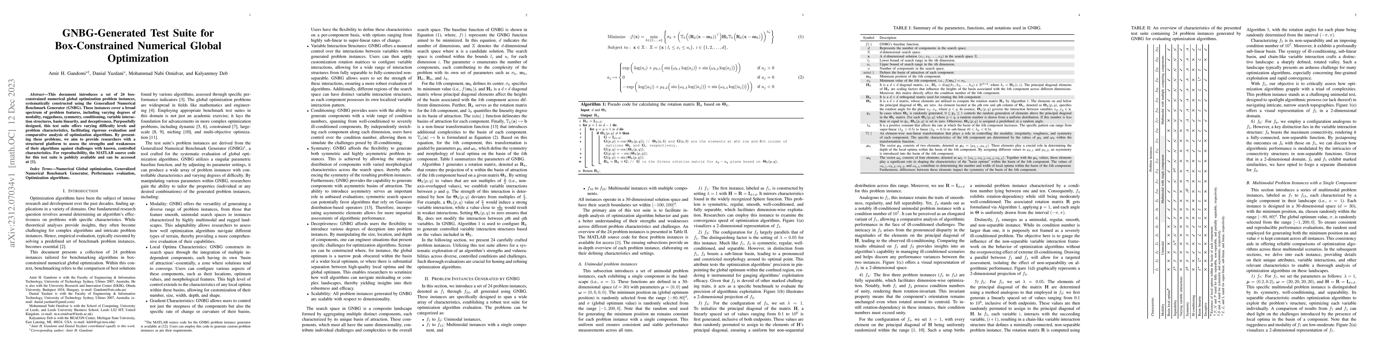Thumbnail for GNBG-Generated Test Suite for Box-Constrained Numerical Global
  Optimization