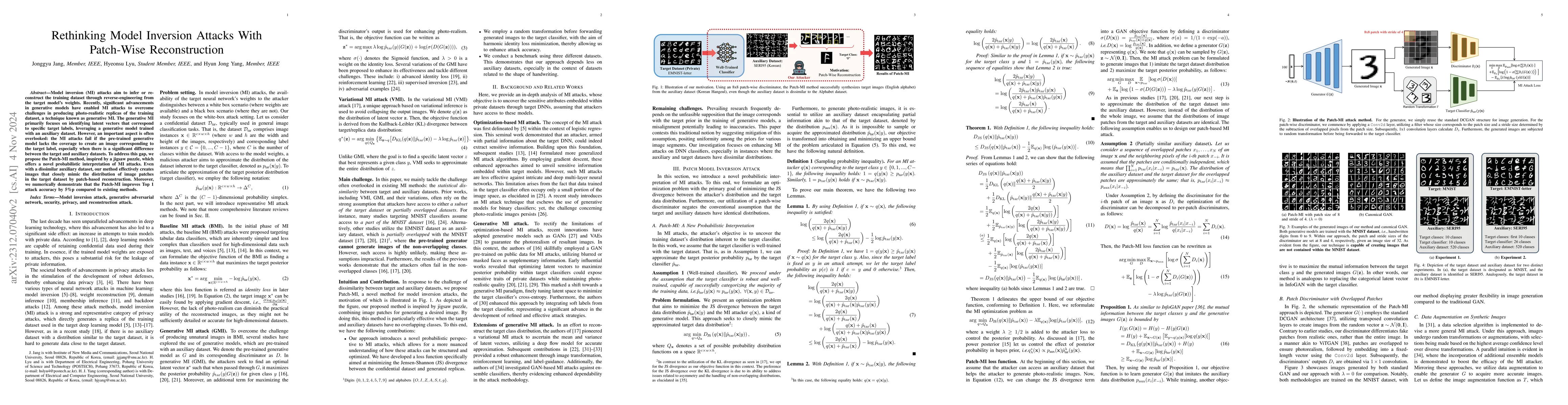 Thumbnail for Patch-MI: Enhancing Model Inversion Attacks via Patch-Based
  Reconstruction
