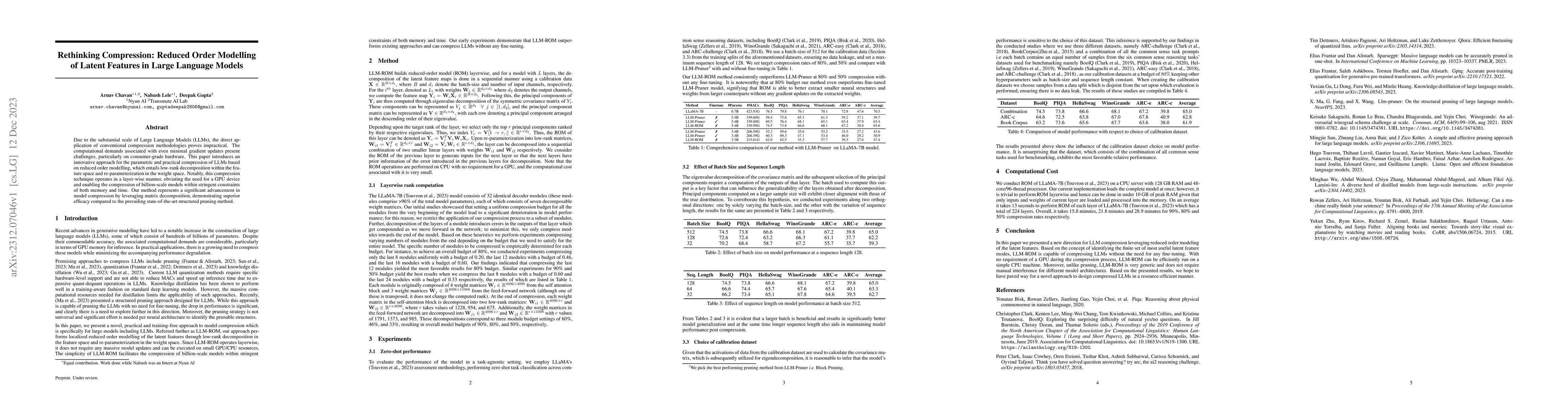 Thumbnail for Rethinking Compression: Reduced Order Modelling of Latent Features in
  Large Language Models