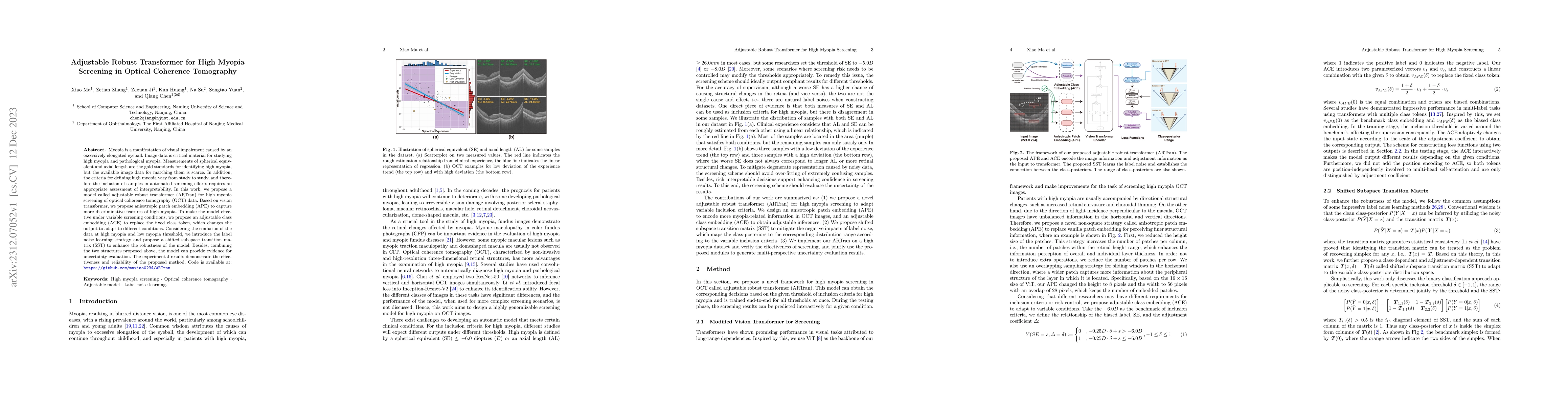 Thumbnail for Adjustable Robust Transformer for High Myopia Screening in Optical
  Coherence Tomography
