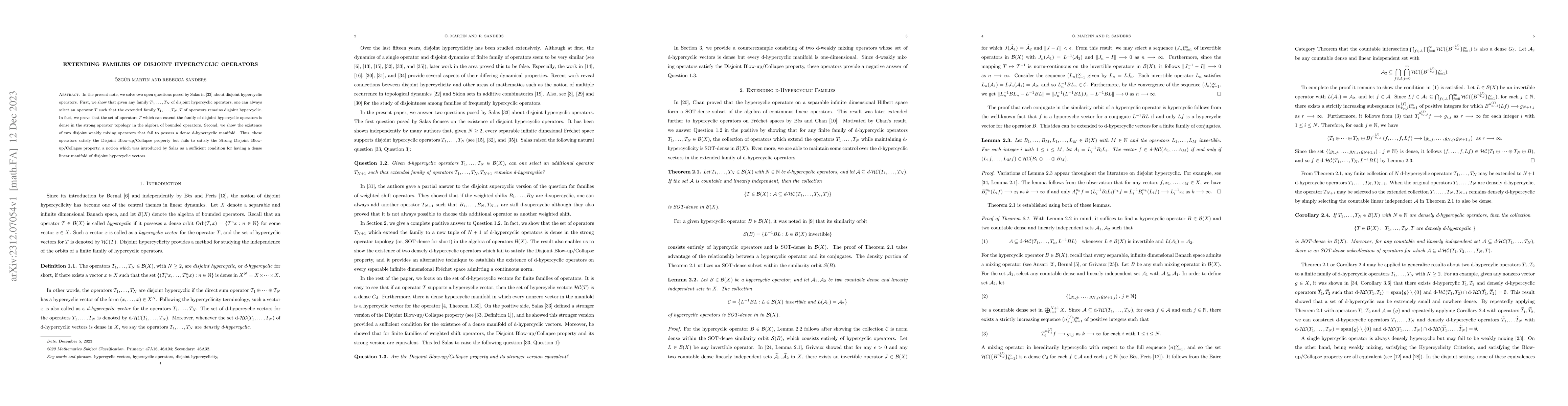 Thumbnail for Extending Families of Disjoint Hypercyclic Operators