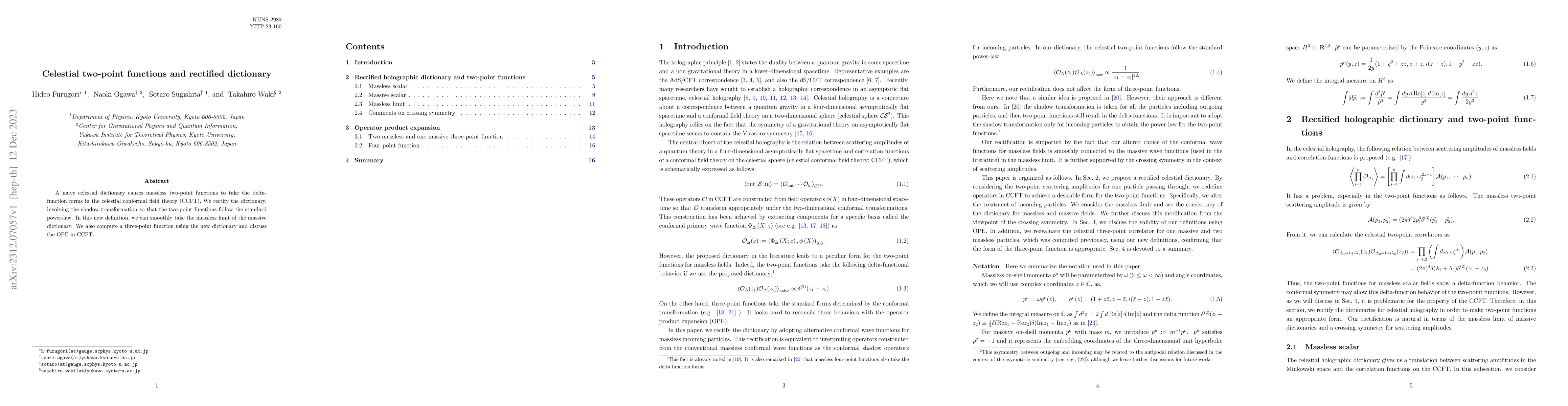 Thumbnail for Celestial two-point functions and rectified dictionary