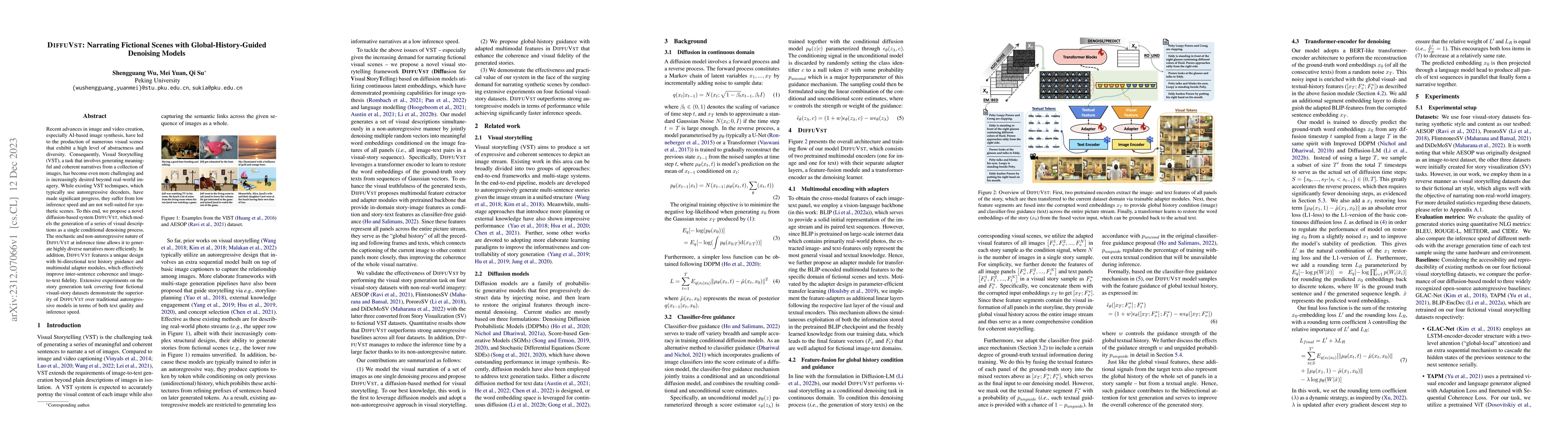 Thumbnail for DiffuVST: Narrating Fictional Scenes with Global-History-Guided
  Denoising Models