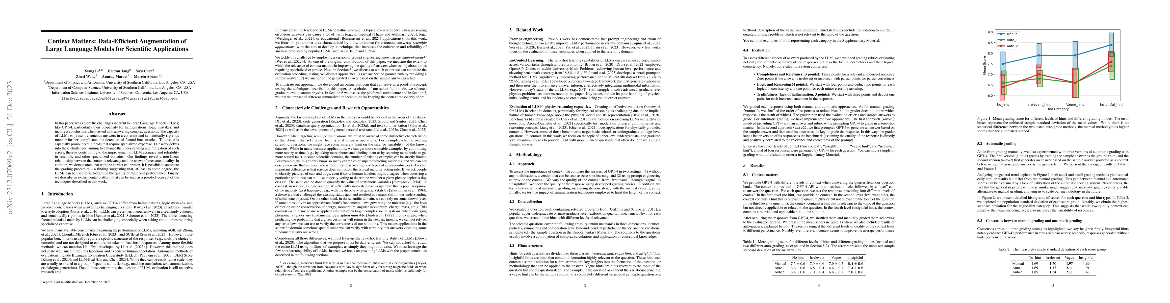 Thumbnail for Context Matters: Data-Efficient Augmentation of Large Language Models
  for Scientific Applications