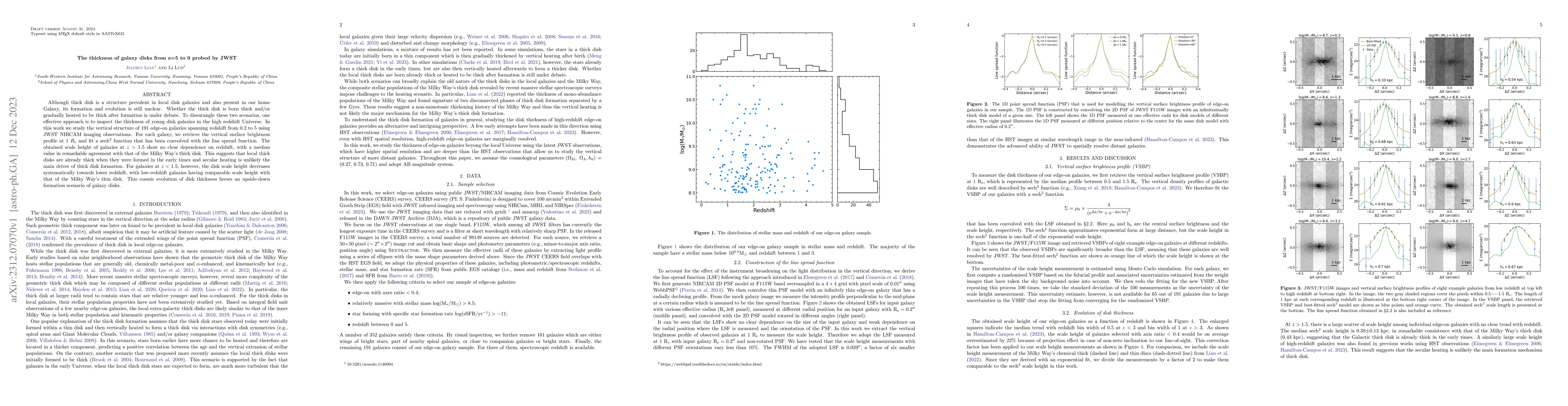 Thumbnail for The thickness of galaxy disks from z=5 to 0 probed by JWST