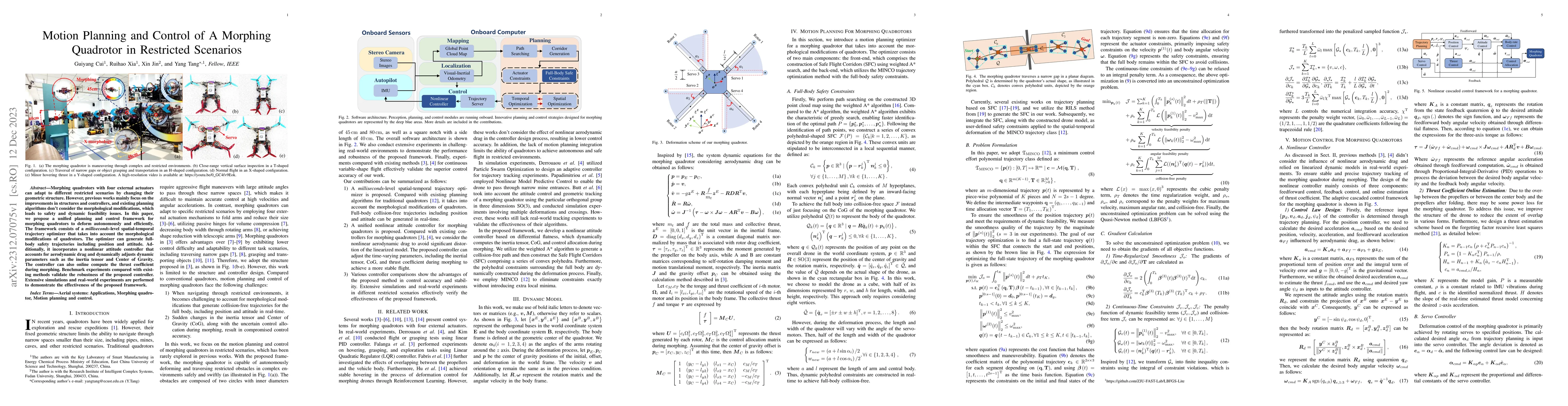 Thumbnail for Motion Planning and Control of A Morphing Quadrotor in Restricted
  Scenarios