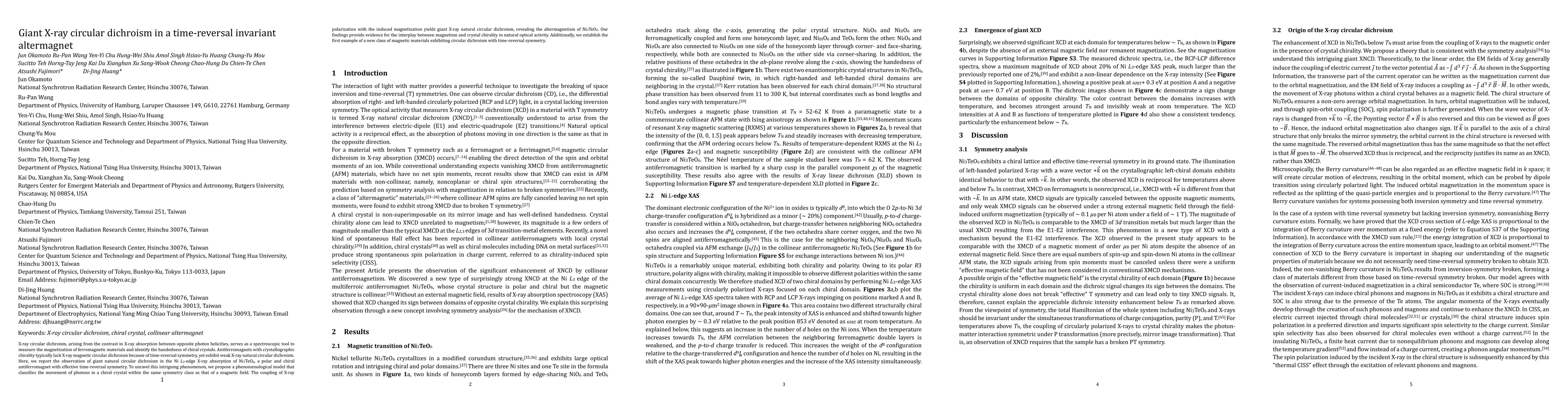 Thumbnail for Giant X-ray circular dichroism in a time-reversal invariant altermagnet