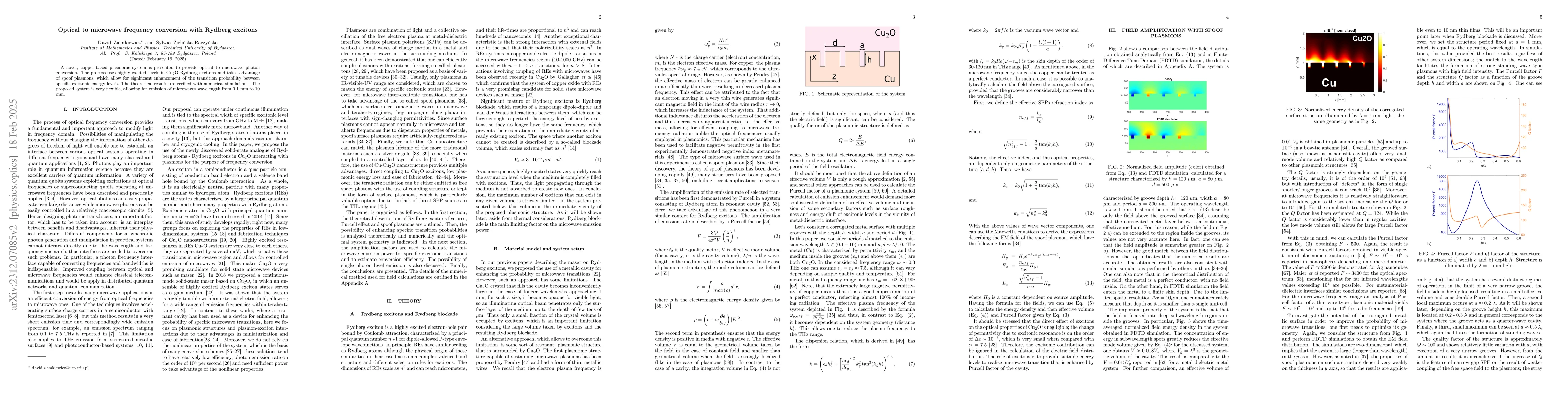 Thumbnail for Optical to microwave frequency conversion with Rydberg excitons