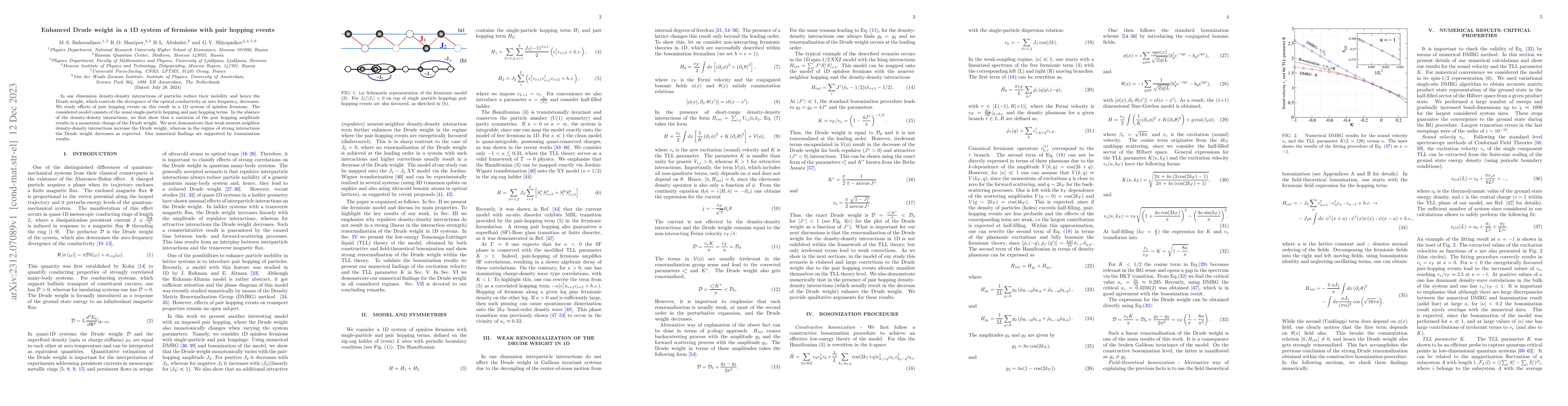 Thumbnail for Enhanced Drude weight in a 1D system of fermions with pair hopping
  events