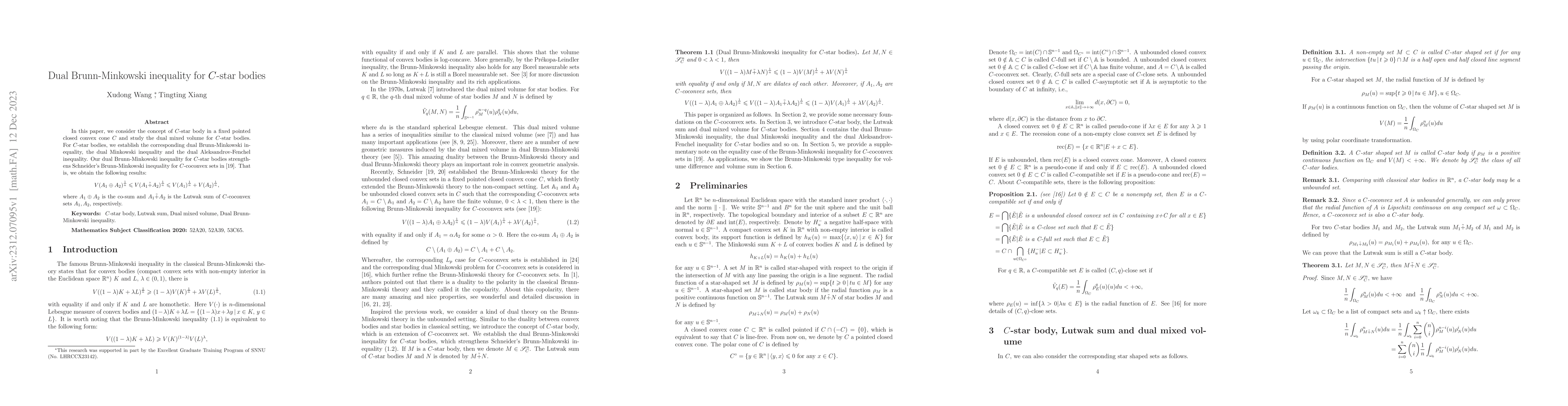Thumbnail for Dual Brunn-Minkowski inequality for C-star bodies