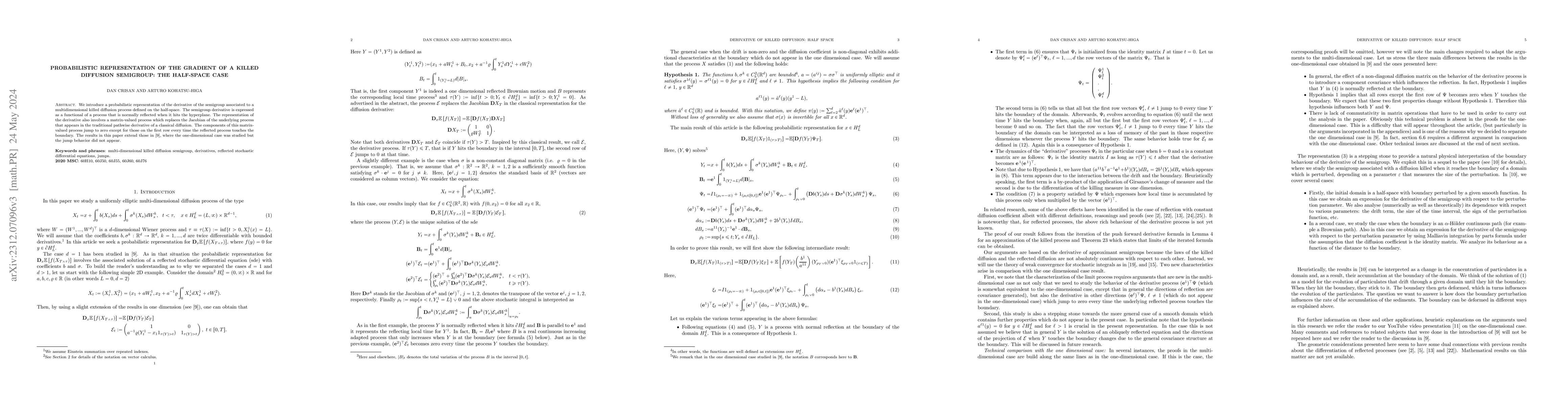 Thumbnail for Probabilistic representation of the gradient of a killed diffusion
  semigroup: The half-space case
