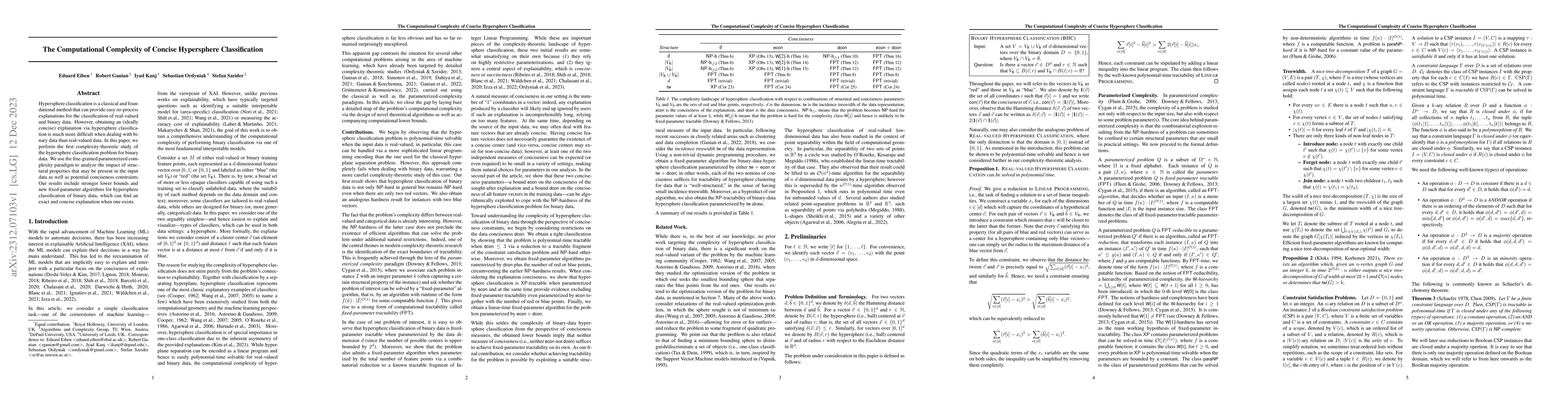 Thumbnail for The Computational Complexity of Concise Hypersphere Classification