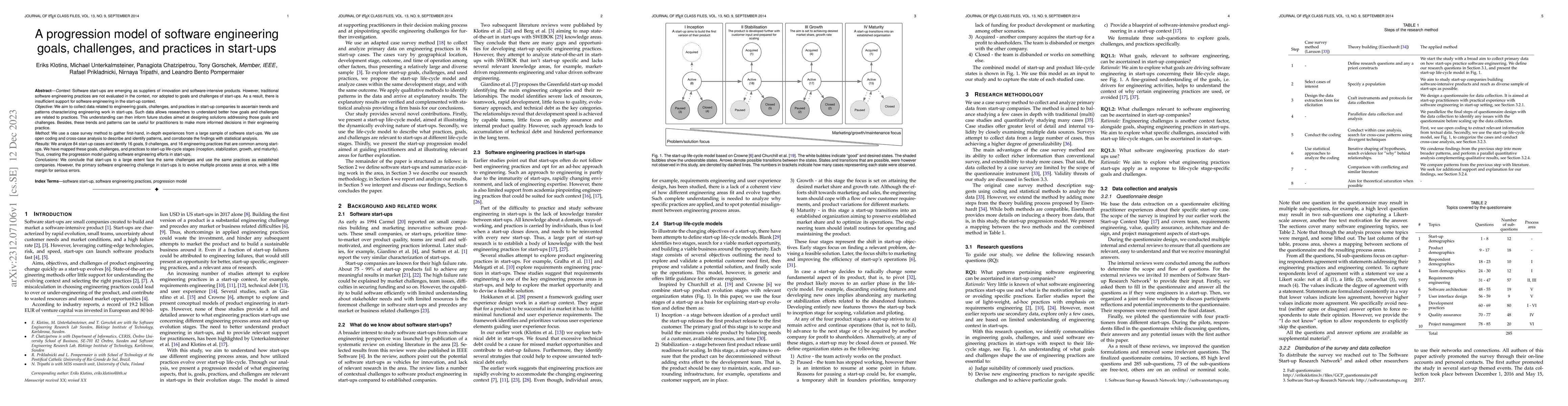 Thumbnail for A Progression Model of Software Engineering Goals, Challenges, and
  Practices in Start-Ups