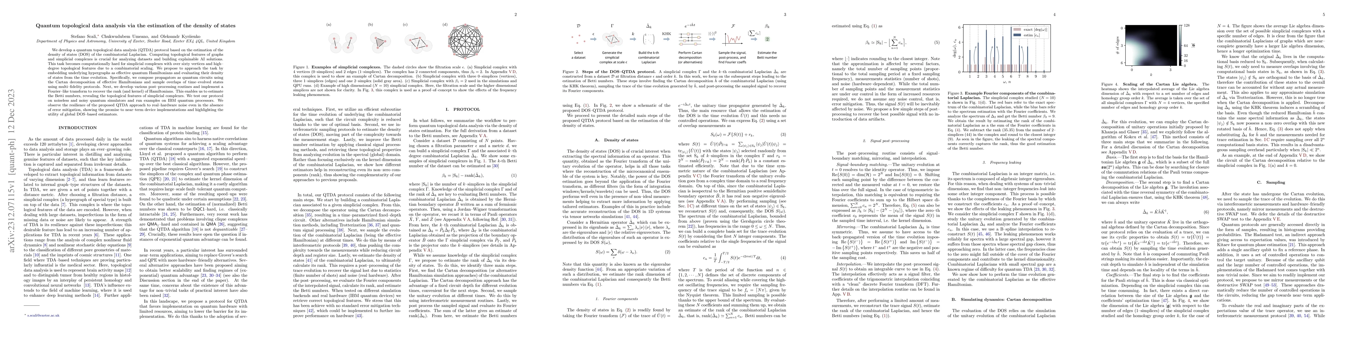 Thumbnail for Quantum topological data analysis via the estimation of the density of
  states